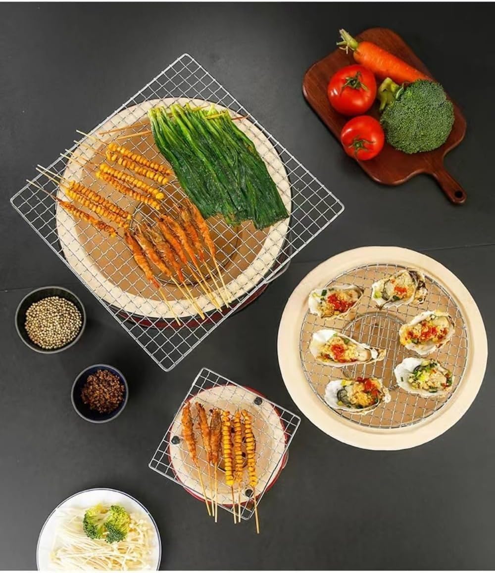 Amazon.co.jp: 炭火焼きコンロ 室内 焼き網つき 珪藻土丸型七輪