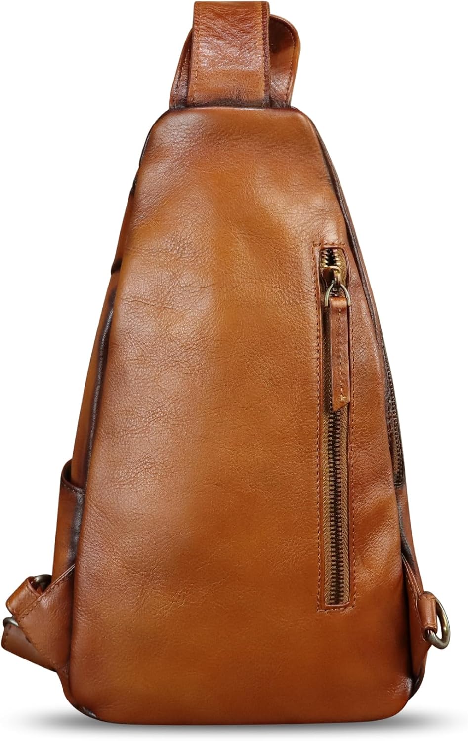 LRTO Genuine Leather Silng Bag for Men and Women Vintage Leather Sling Backpack Purse Shoulder Crossbody Bag Chest Bag