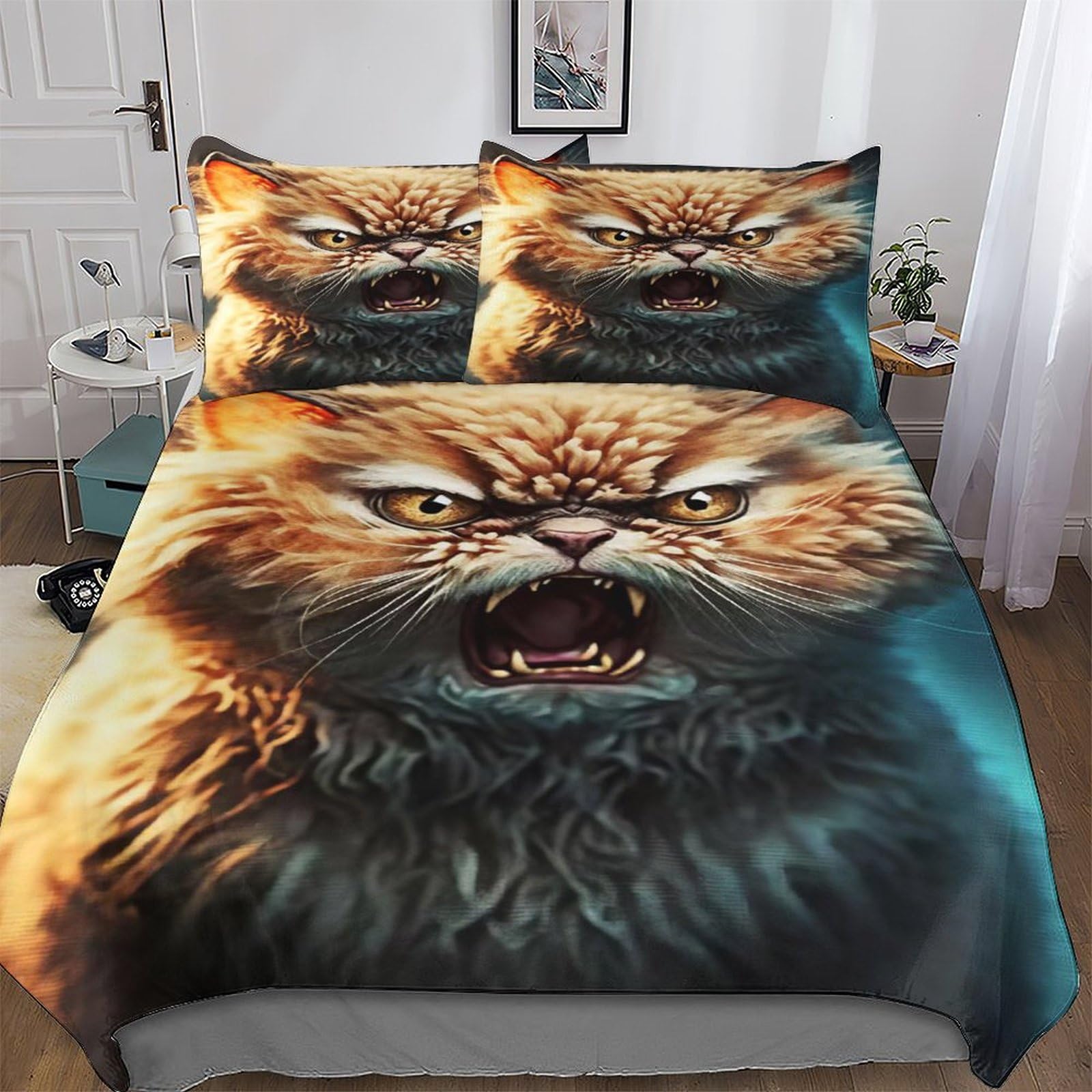 Parure de lit chat 220x240cm en microfibre premium douce et résistante pour adulte