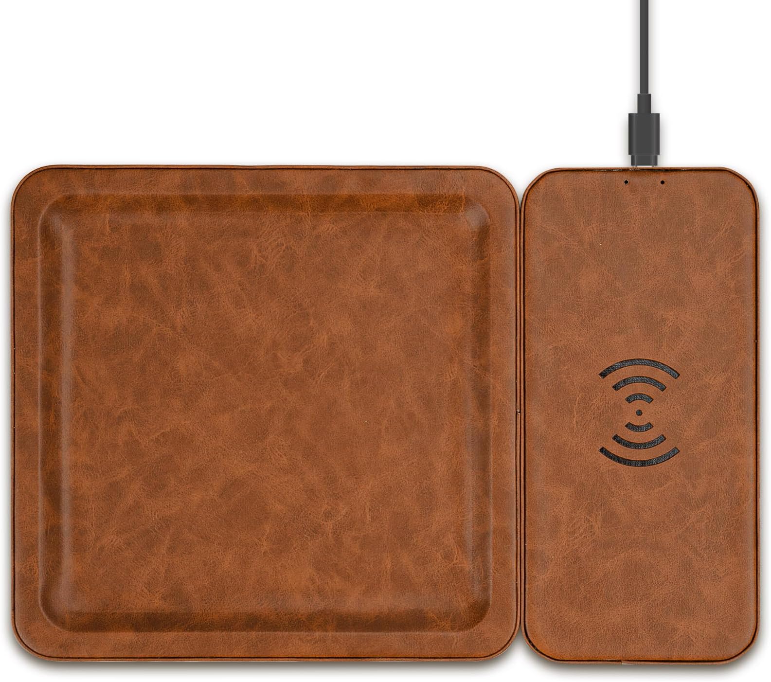 Gifts for Men Dad Husband from Daughter Son Wife, PU Leather Wireless Charging Station and Valet Tray, Nightstand Organizer for Men Women, Boyfriend Anniversary Birthday Gifts for Him