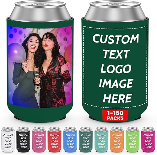 Fundas enfriadoras de latas personalizadas a granel, 10 unidades personalizadas aisladas para latas de cerveza y soda, soporte para botellas con