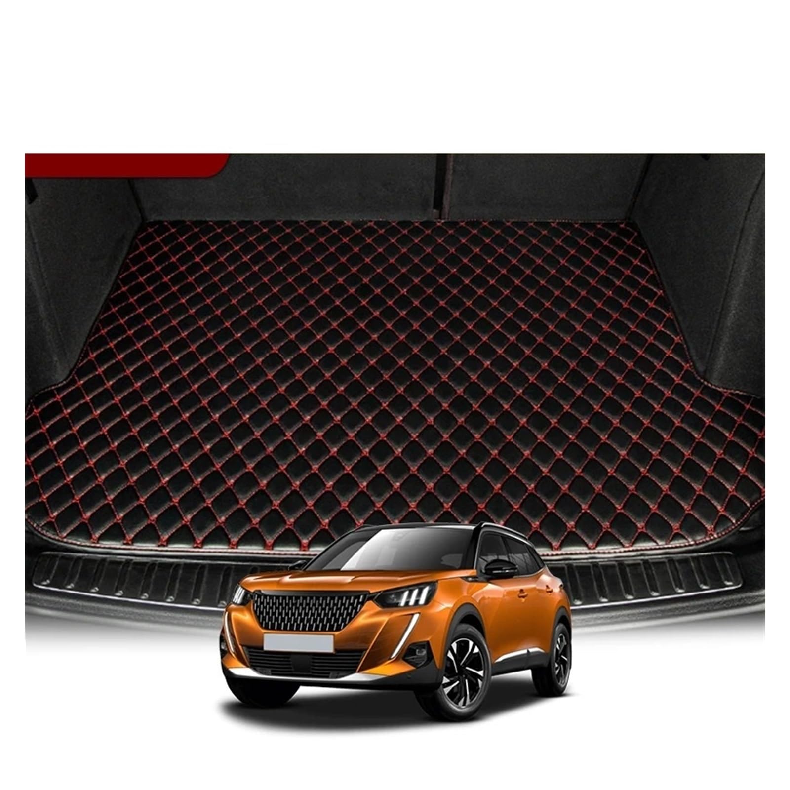 Protector Maletero para Peugeot 2008 2020-2022 Bandeja Trasera Maletero Forro, Almohadillas Carga Productos Protección Esteras Coche Prueba Polvo(Black with Black)