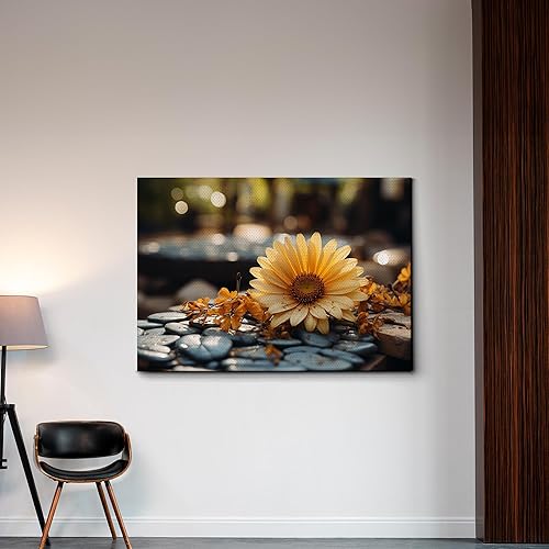 Miniatura 3 de Genius Decor, Modern Yellow Gray Bathroom Wall Art, Decor Zen Flowers, Pictures Canvas Print Relax Soak Unwind, Flower Art, Art prints Rock, yellow