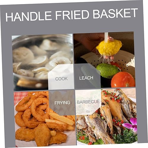 Miniatura 6 de Cabilock Cesta de freír de acero inoxidable, bandeja circular de acero inoxidable, soporte de metal, cesta frita de alimentos, cesta de fritura,