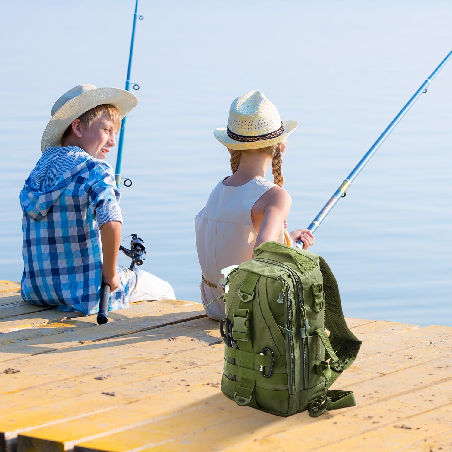 Aertiavty Mochila de pesca, bolsa de pesca con caja de aparejos, bolsa compacta para aparejos de pesca, mochila de aparejos de pesca con soporte para caña para deportes al aire libre, regalos de pesca