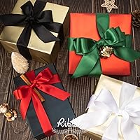 Vista 5 de Ribbli - Cinta de satén negra de doble cara, 1 pulgada x 25 yardas, uso para ramo de lazos, envoltura de regalos, arreglos florales