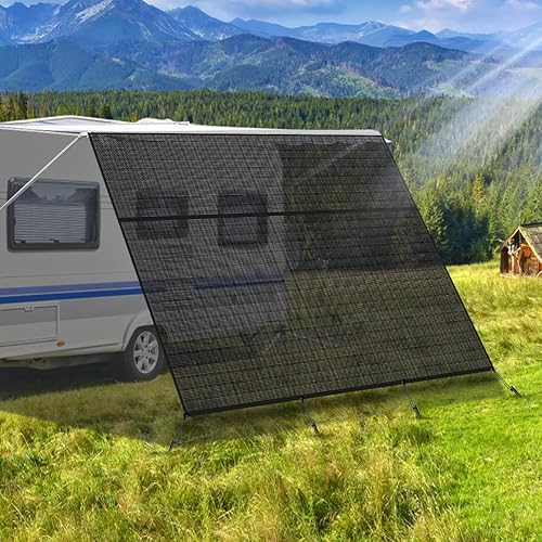 NAIMORUI Pantalla para toldo de autocaravana con cremallera, pantalla frontal de toldo de autocaravana de 9 x 15 pies x 3 pies, malla negra,