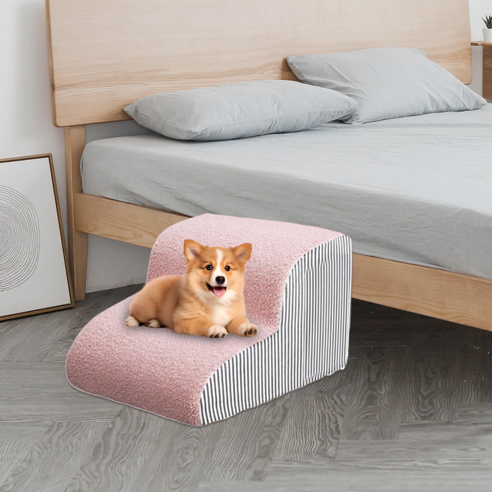 Escaleras para Perros para Camas Altas, rampa Antideslizante de 2, 3 o 4 escalones, Color Rosa, para Perros pequeños y Gatos, extraíbles y Lavables