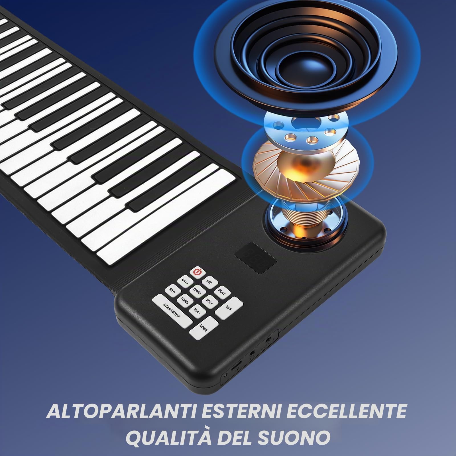 Btuty 88 Tasti Tastiera Musicale Tastiera Pianoforte Pianoforte Elettronico Pianoforte Pieghevole In Silicone Ambientale Studio Domestico Piano Elettronico Professionale Senza Altoparlante