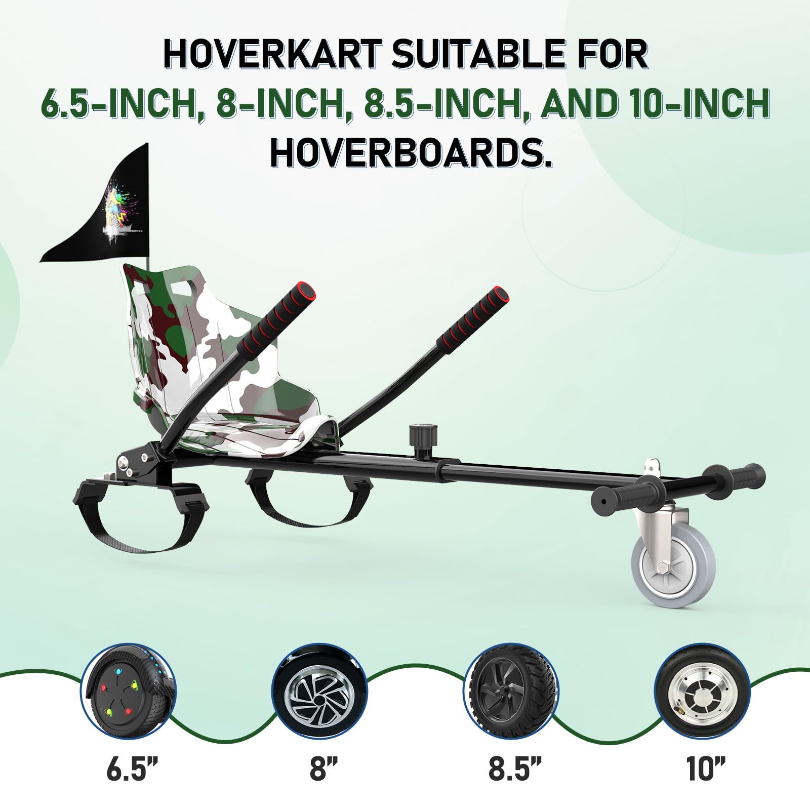 Hoverkart Hoverboard - Accessori per carte Hoverboard da 6,5 pollici morti 10 pollici Hoverboard Gokart per bambini e volwassenen. (Camouflage)