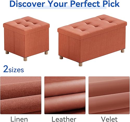 Miniatura 113 de BRIAN & DANY Otomana pequeña con almacenamiento, taburete de pie, cubo de almacenamiento otomano, reposapiés para sofá con patas, color marrón, 15 x