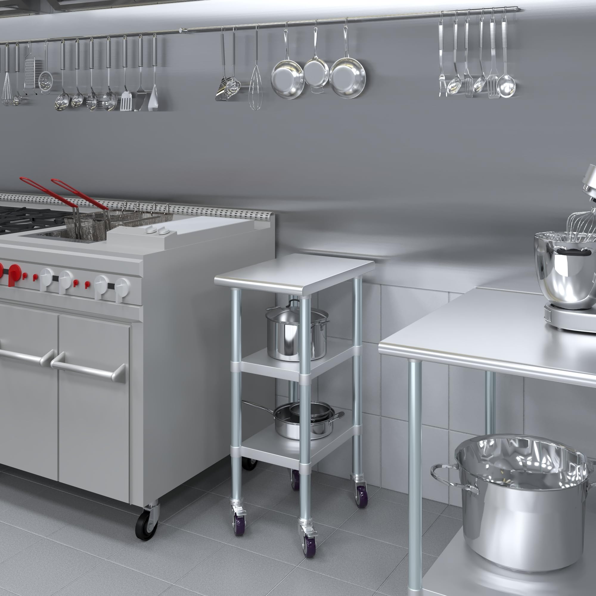 NSF ステンレススチール作業台 キャスター付き Amazon.co.jp: ステンレス 作業台 キャスター付き 業務用 調理台