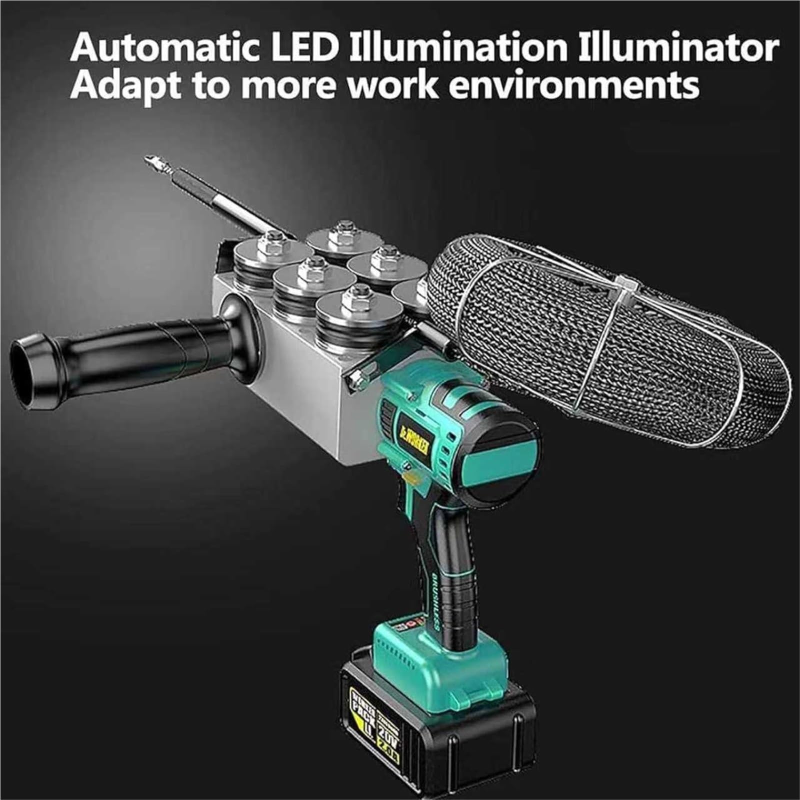 Generico Macchina for Infilaggio Cavi A Parete, Macchina Automatica for Cablaggio A Parete for Elettricisti, con Illuminazione A LED, Dispositivo di Estrazione E Infilaggio della Guida for Cavi