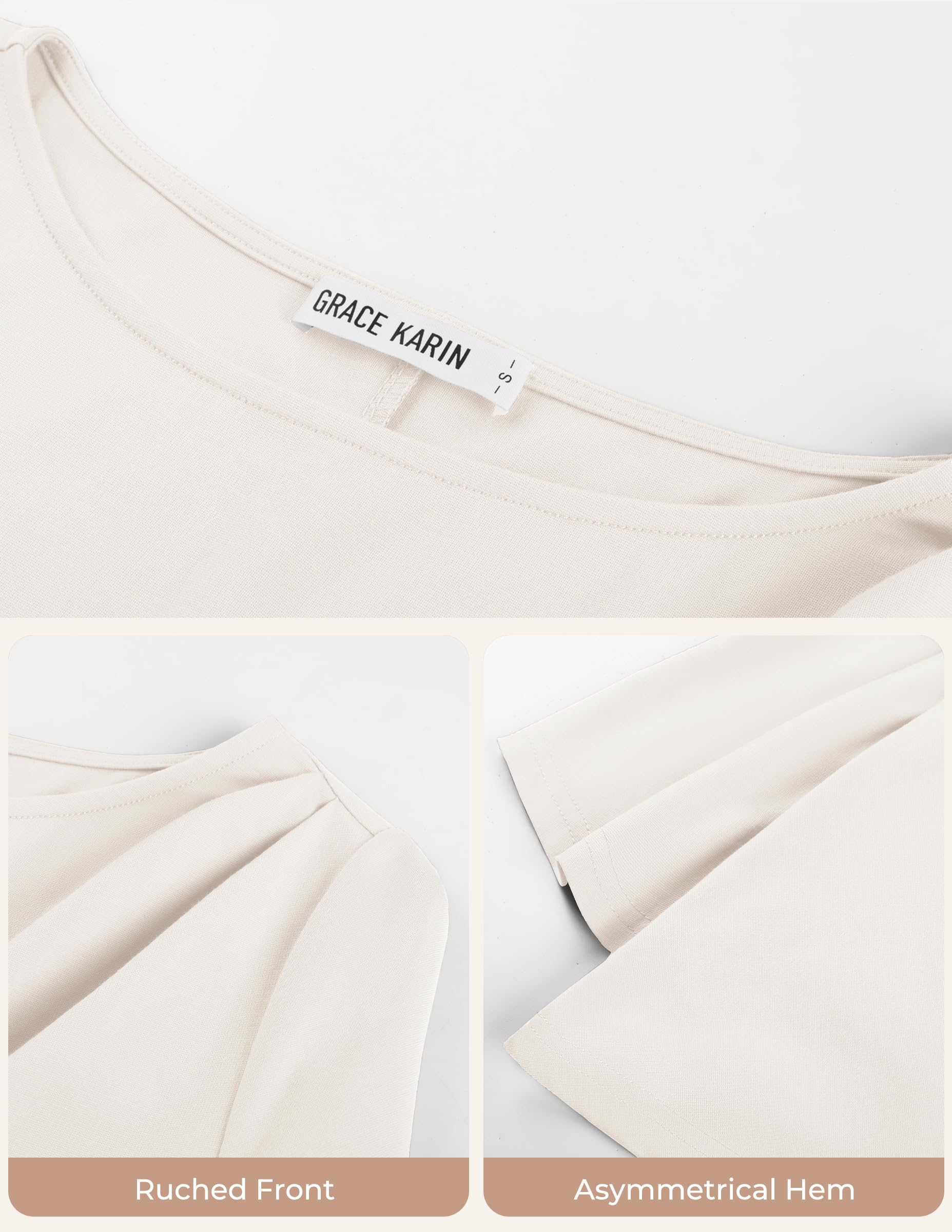 GRACE KARIN Top da donna con maniche a 3/4 camicie asimmetriche Camicette