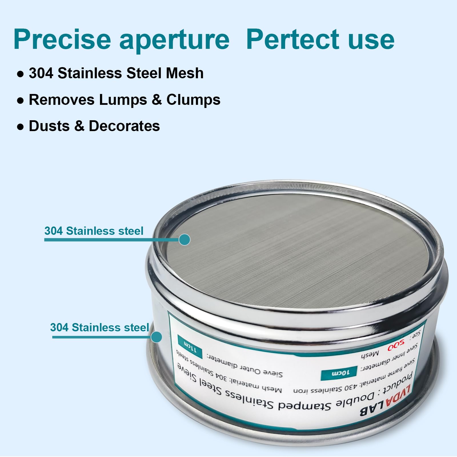 LVDALAB All 304 Stainless Steel Mesh Lab Sieve, 500 Mesh (0.03mm) Aperture Test Sieve, 4inch(10cm) Standard Analysis Sample Test Sieves for Industrial Laboratory Homes