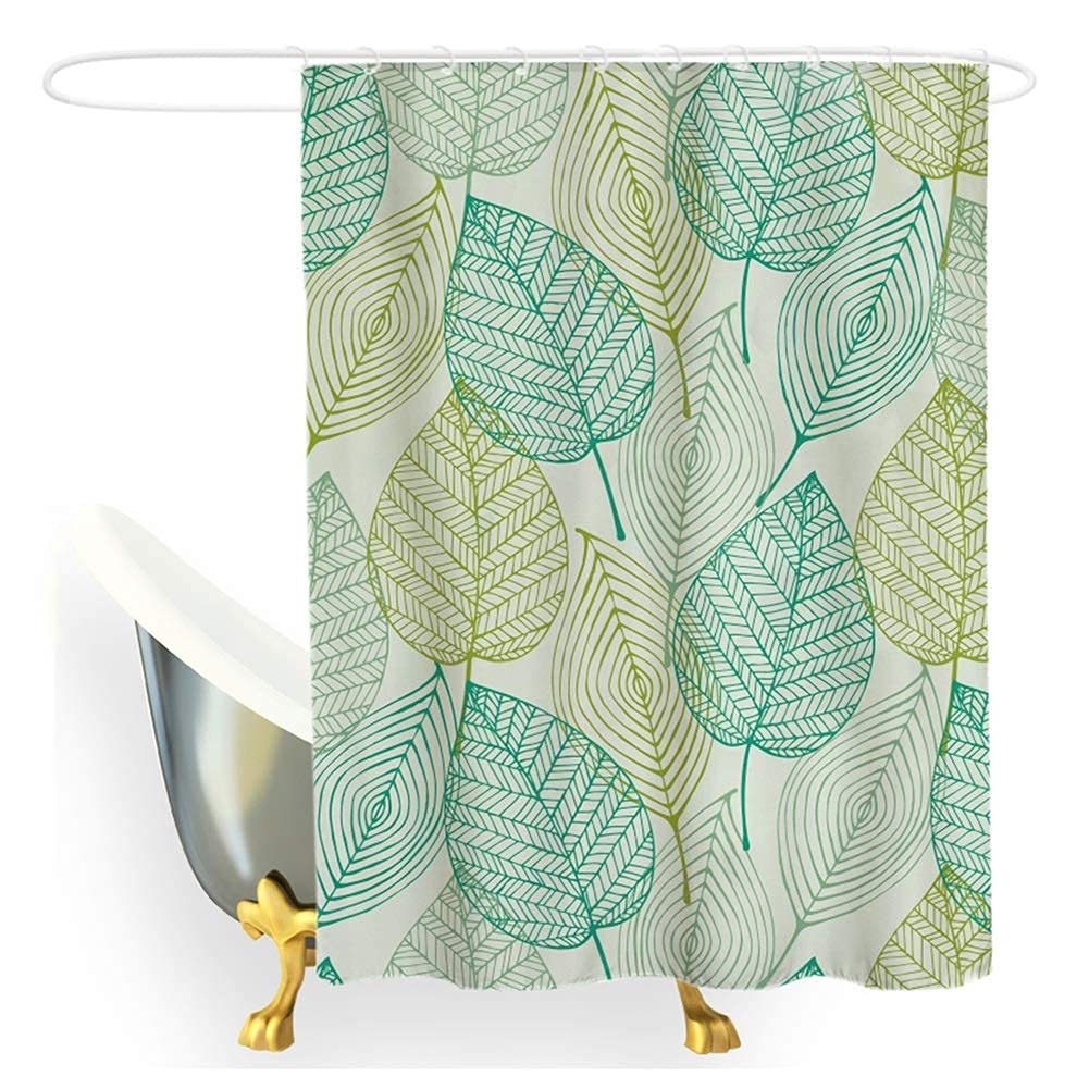 Rideau de bain imprimé feuilles pour une décoration de salle de bain nature