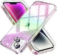 Vista 38 de Choiche, funda para iPhone 14 de mujer, brillante, protección de grado militar, 2 cubiertas de lentes de cámara Diamond, 2 protectores de vidrio
