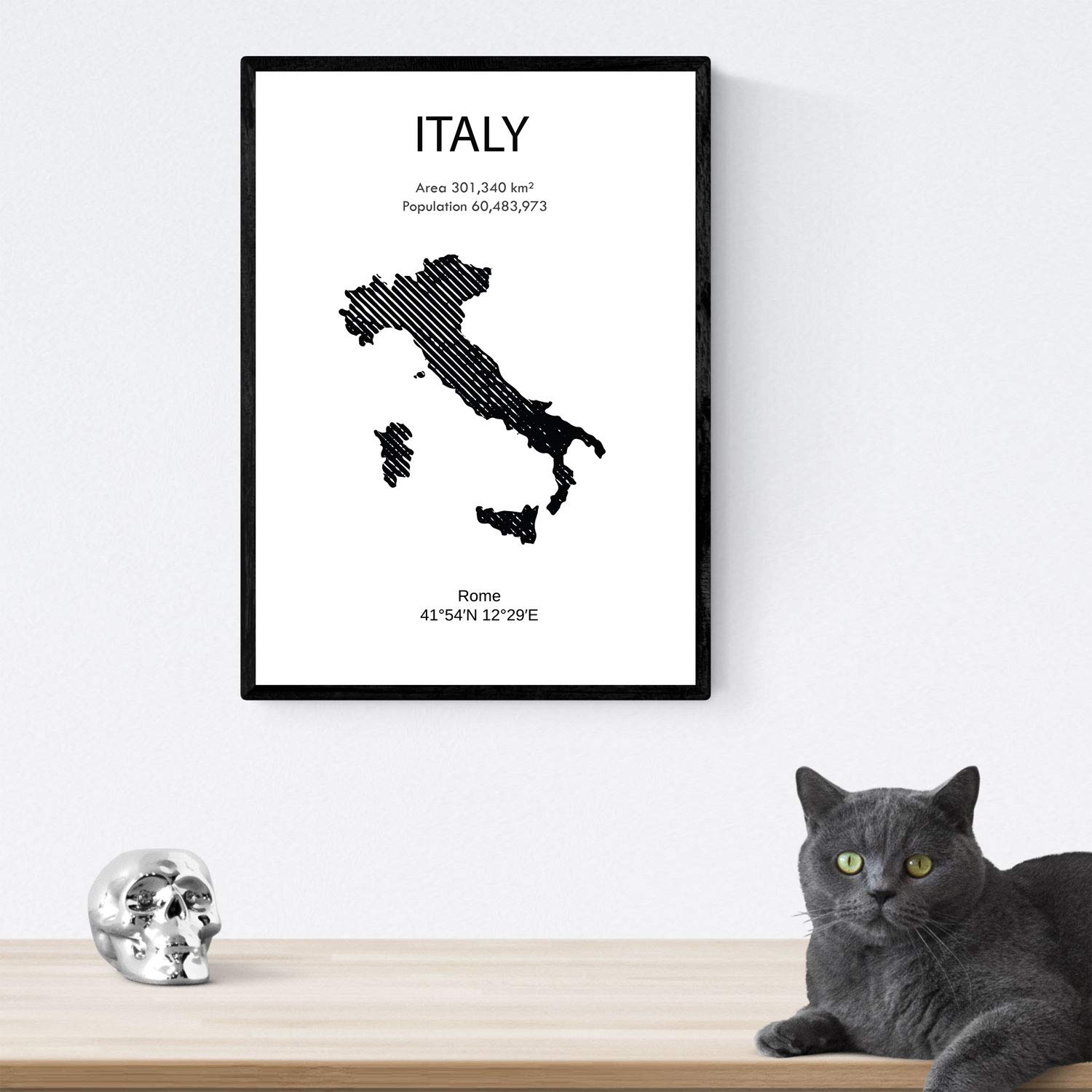 Set 6 Posters De Italie. Affiches De Cartes Et Monuments En Noir Et