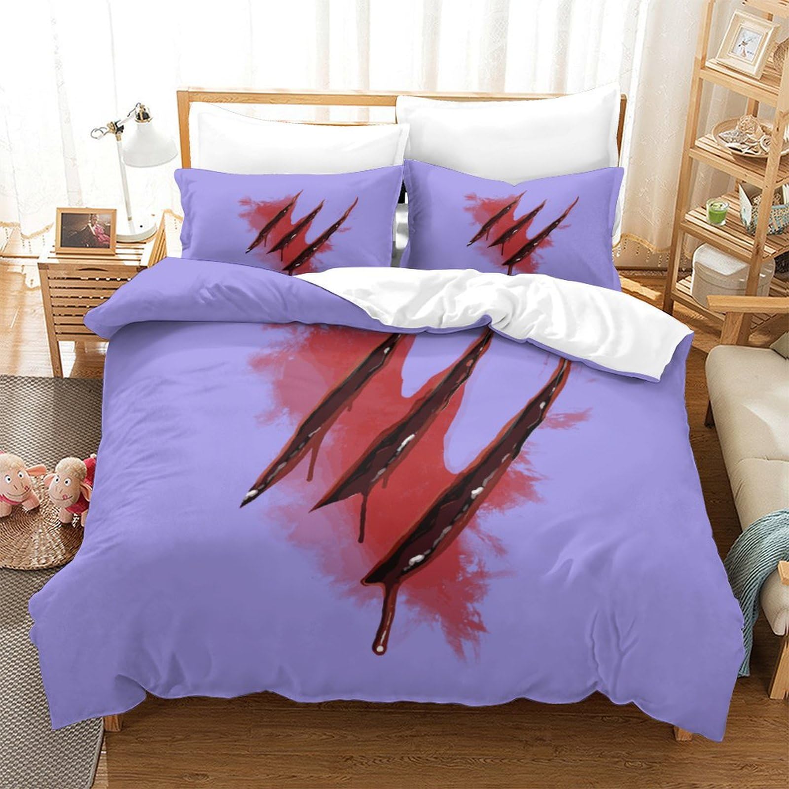 P1S9U7W5Y 3D Printed Scratch Pattern Duvet Cover Set 3pcs Microfiber Artistic Scratch Bedding Set King（220x240cm）