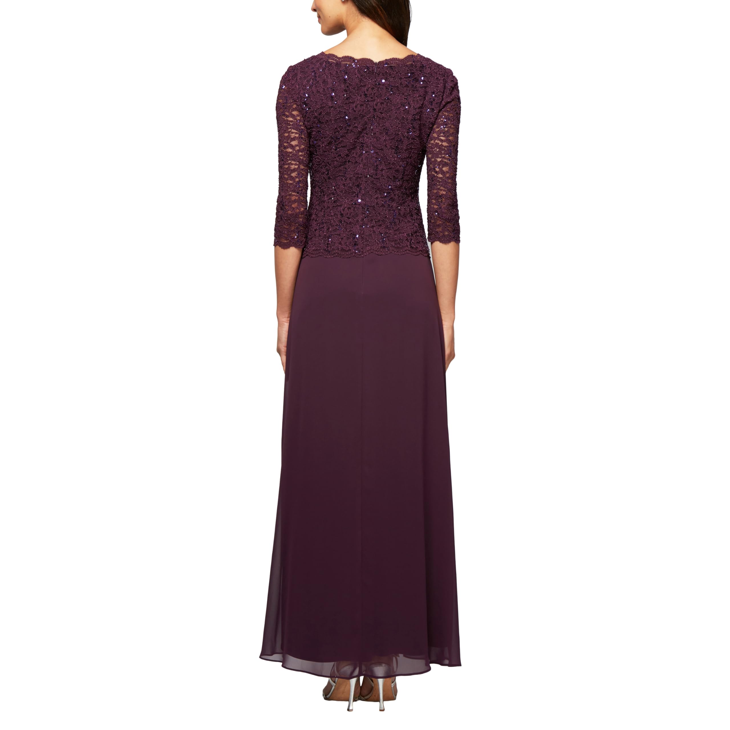 Alex Tea Length Sequin Mock Dress (Petite And Regular) Vestito per Occasioni Speciali Donna