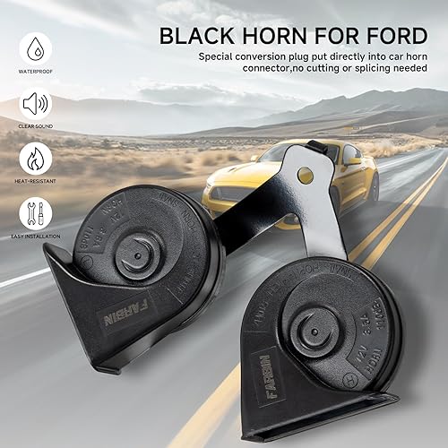 Vista 103 de FARBIN Bocina de coche compatible con Toyota/Lexus/Subaru, etc. Bocina de caracol eléctrica de tono alto y bajo de 12 V con parrilla protectora