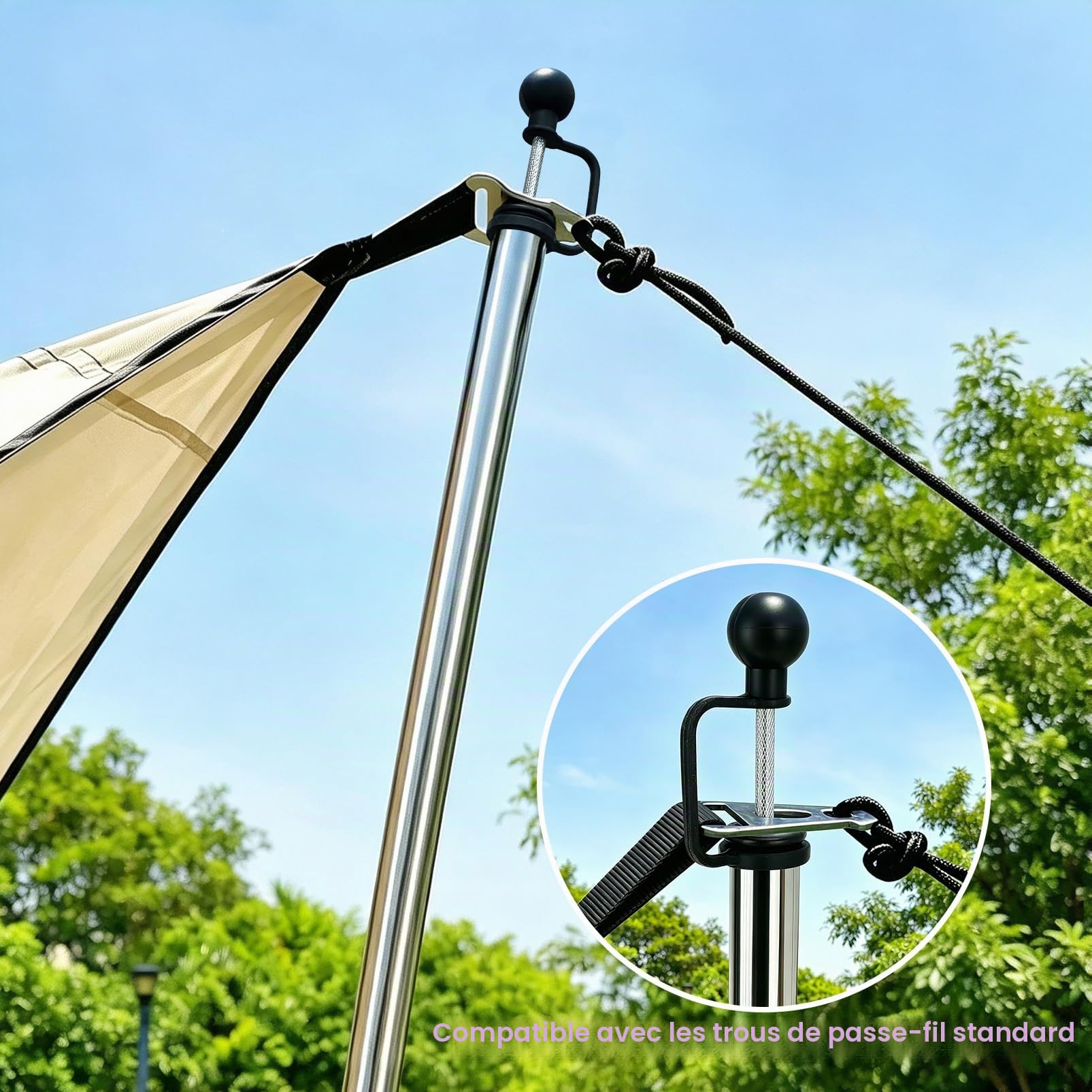 SAN LIKE Arceaux de Tente de Camping en Acier Inoxydable, Poteaux Mâts Barre Tige de Tente Camping, Poteaux Télescopiques Réglables pour Auvent de Tente pour Protection du Toit Contre Pluie
