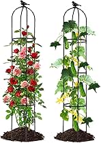 Lalahoni Garden Trellis for Climbing Plants, 5.6 feet Tall Garden Obelisk Trellis Climbing Plant Outdoor Support Potted Vine Flower Rose Vegetable Cucumber Trellis Raised Bed, Lightweight, 2 Pack