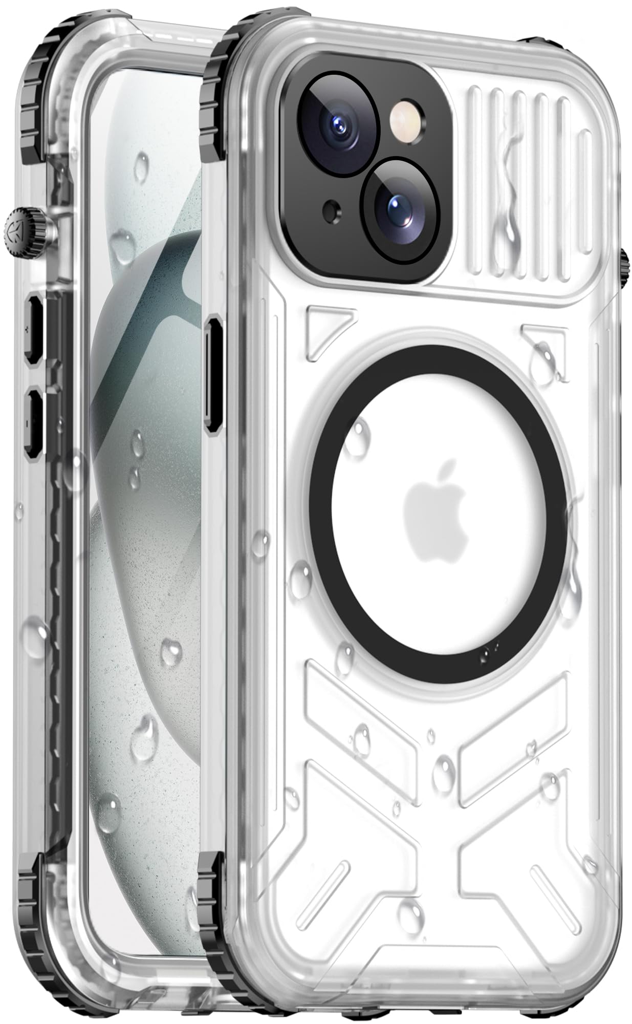 Haireca for iPhone 15 Plus Waterproof Case with Magsafe, Built-in [Camera & Screen Protector] [Lanyard], IP68 Water Proof Full Body Dustproof Heavy
