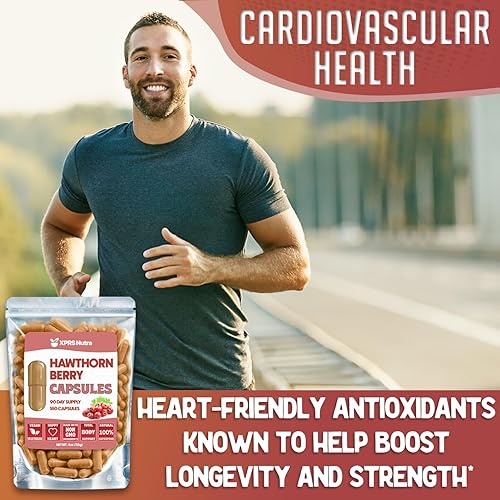 Miniatura 4 de XPRS Nutra Hawthorn Berry Cápsulas  180 unidades (suministro para 90 días) de cápsulas de bayas de espino de espino premium USDA para apoyo