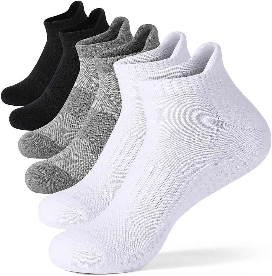 6 Pairs of Mens Cotton Socks Cushioned Breathable Sports - Athletic Anti Blister Ankle Socks for Ultimate Comfort and Performance
