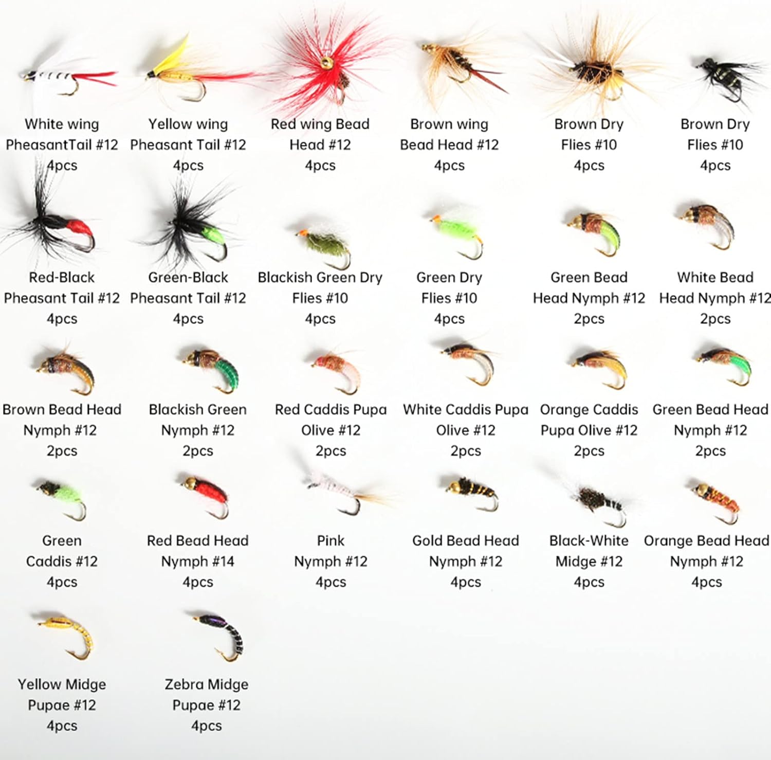 Fly Fishing Flies with Waterproof Fly Box Kit for Bass Trout Salmon 32Pcs/48Pcs/88Pcs/100Pcs Premium Hand-Tied Dry Flies, Nymphs, Scud Streamers Lures Starter Kit with Hooks