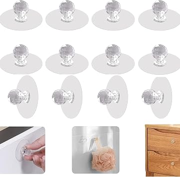 AEE® 10 Adet Çok Amaçlı Yapışkanlı Askı Kulp Tutamaç Tokmak Kapı Pencere Dolap Çekmece Klozet Kapağı Tutacağı Banyo