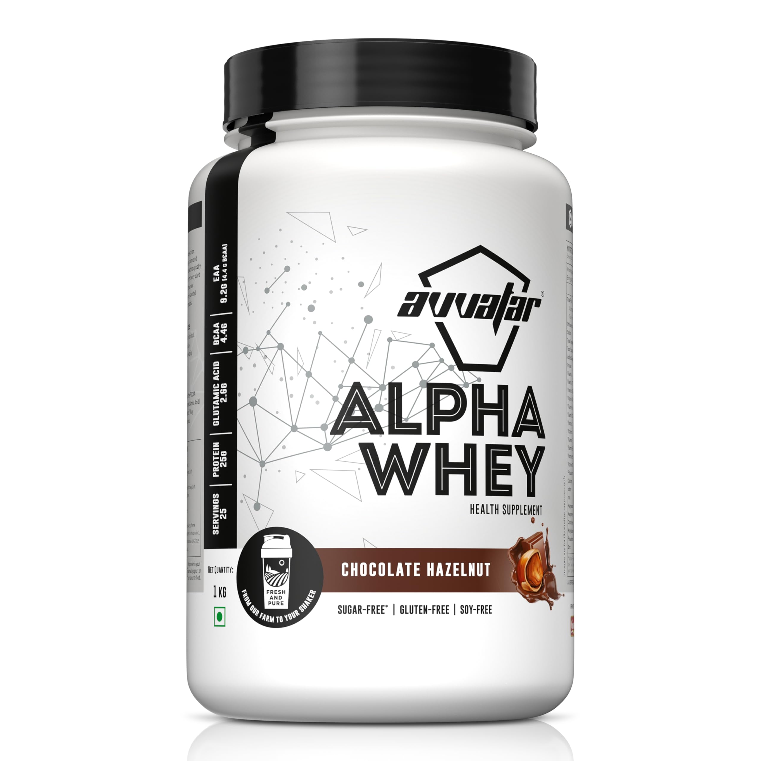 avvatar ALPHA WHEY PROTEIN | 1Kg | Chocolate Hazelnut Flavour | 25g Protein | 25 Servings-picture-10