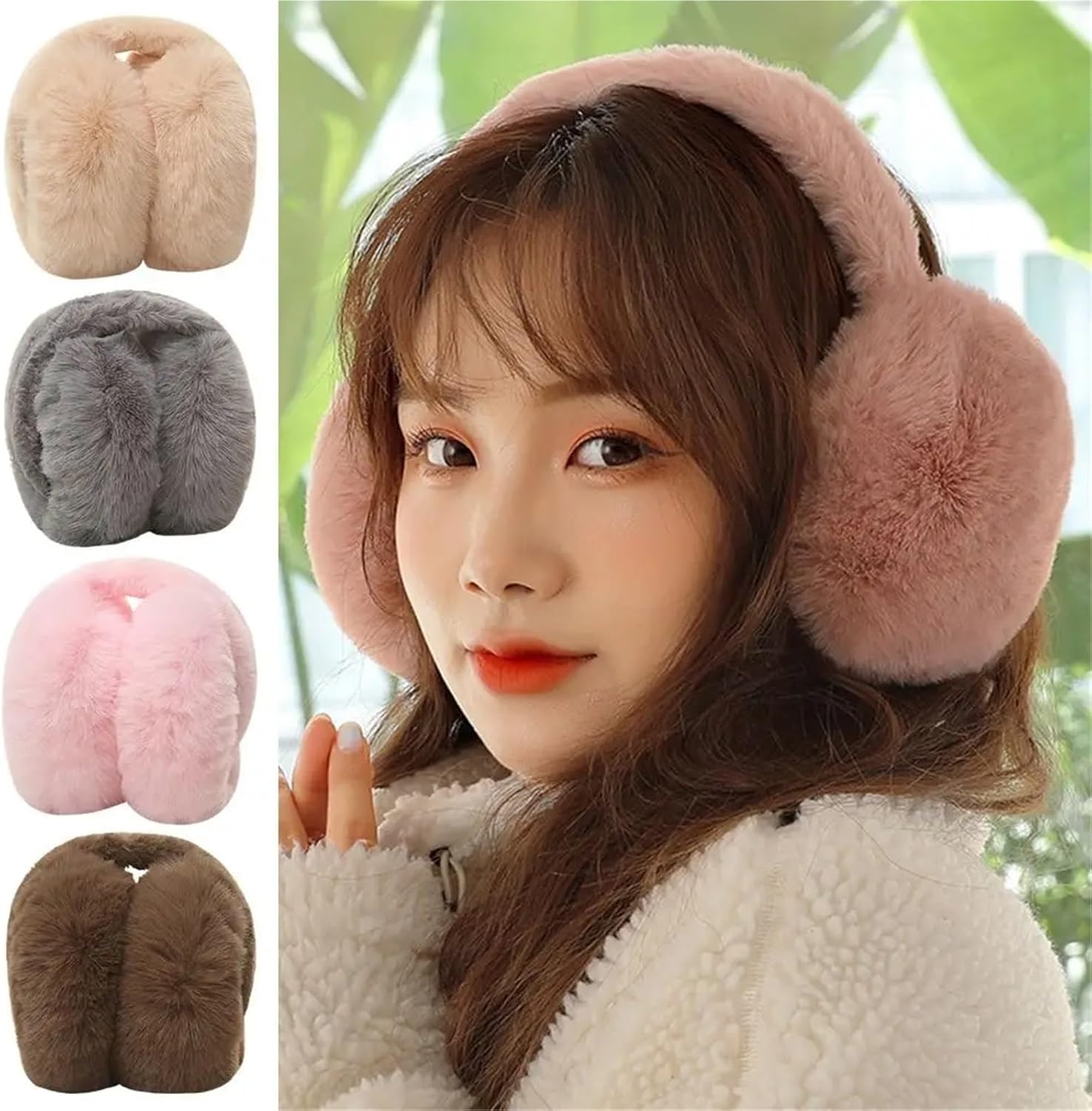 Fashion Foldable Faux Fur Earmuffs - Unisex Soft Plush Ear Warmers for Outdoor Cold Protection