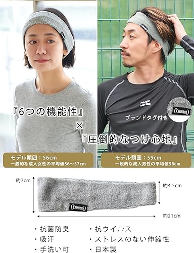 Miniatura 3 de CHARM Diadema deportiva para correr, banda para el sudor, bandana que absorbe la humedad