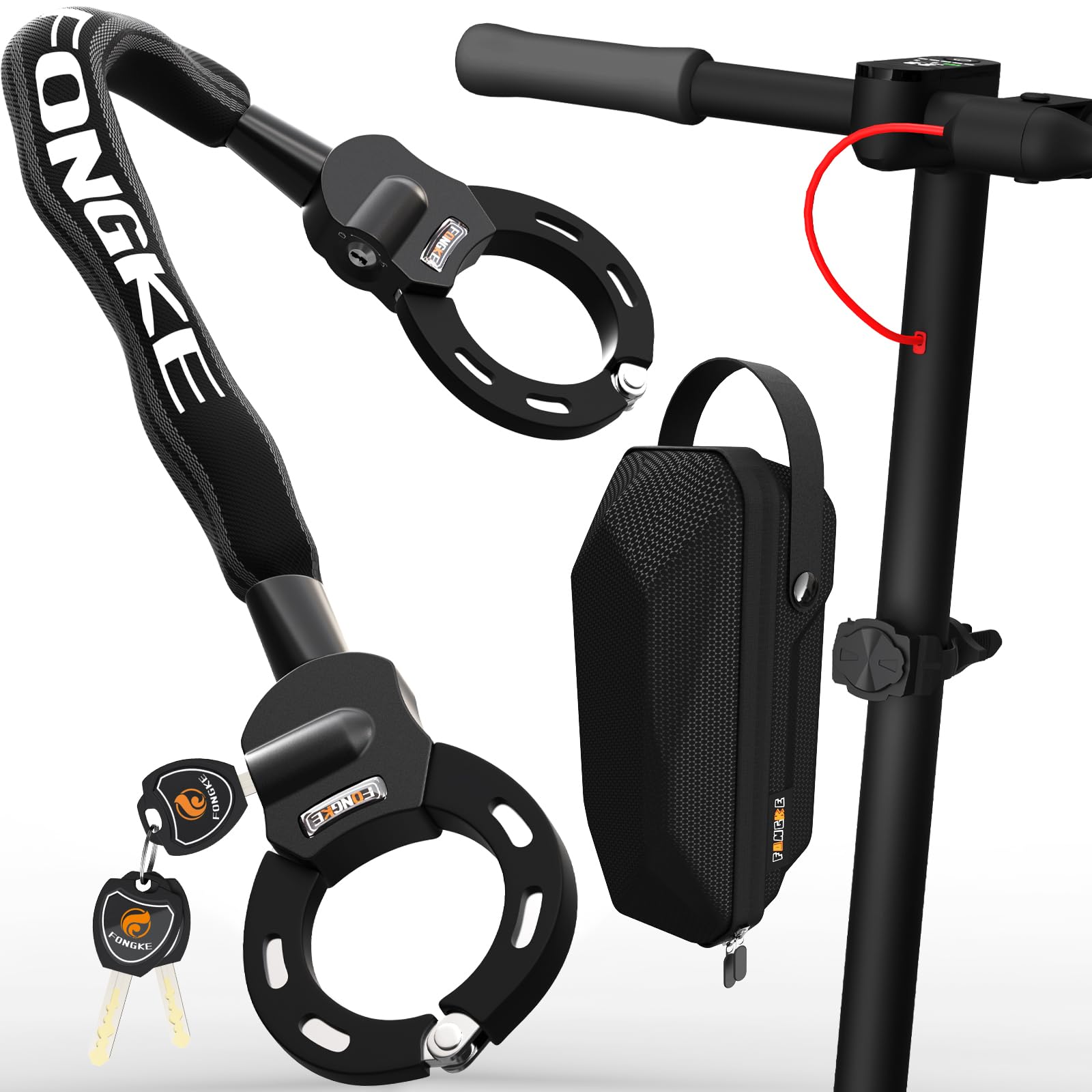 Lucchetto Per Monopattino E Bici - Catena Spessa 8mm, Con Borsa Impermeabile - Foto 1