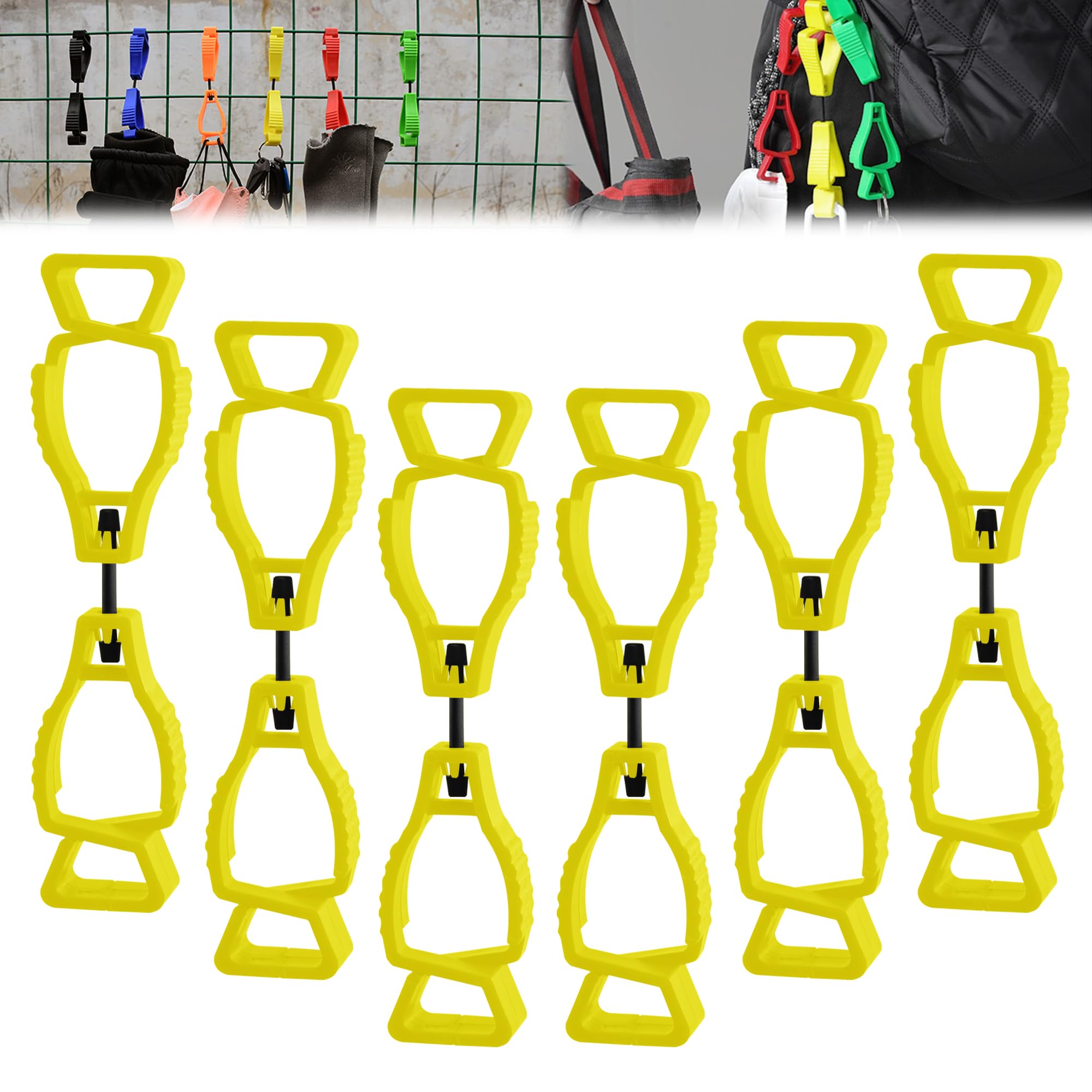 6PCS Glove Clips - Heavy Duty Glove Clip for Work, Adjustable Glove Clamps for Work Clips (Construction/Motorcycle)