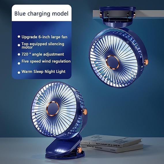 Mini Clip-on Fan | Small Powerful USB Desk Fan, 5-Speed, Powerful Airflow Mini Personal Fan Desk Table Fan for Travel, Camping, Fishing, Boating