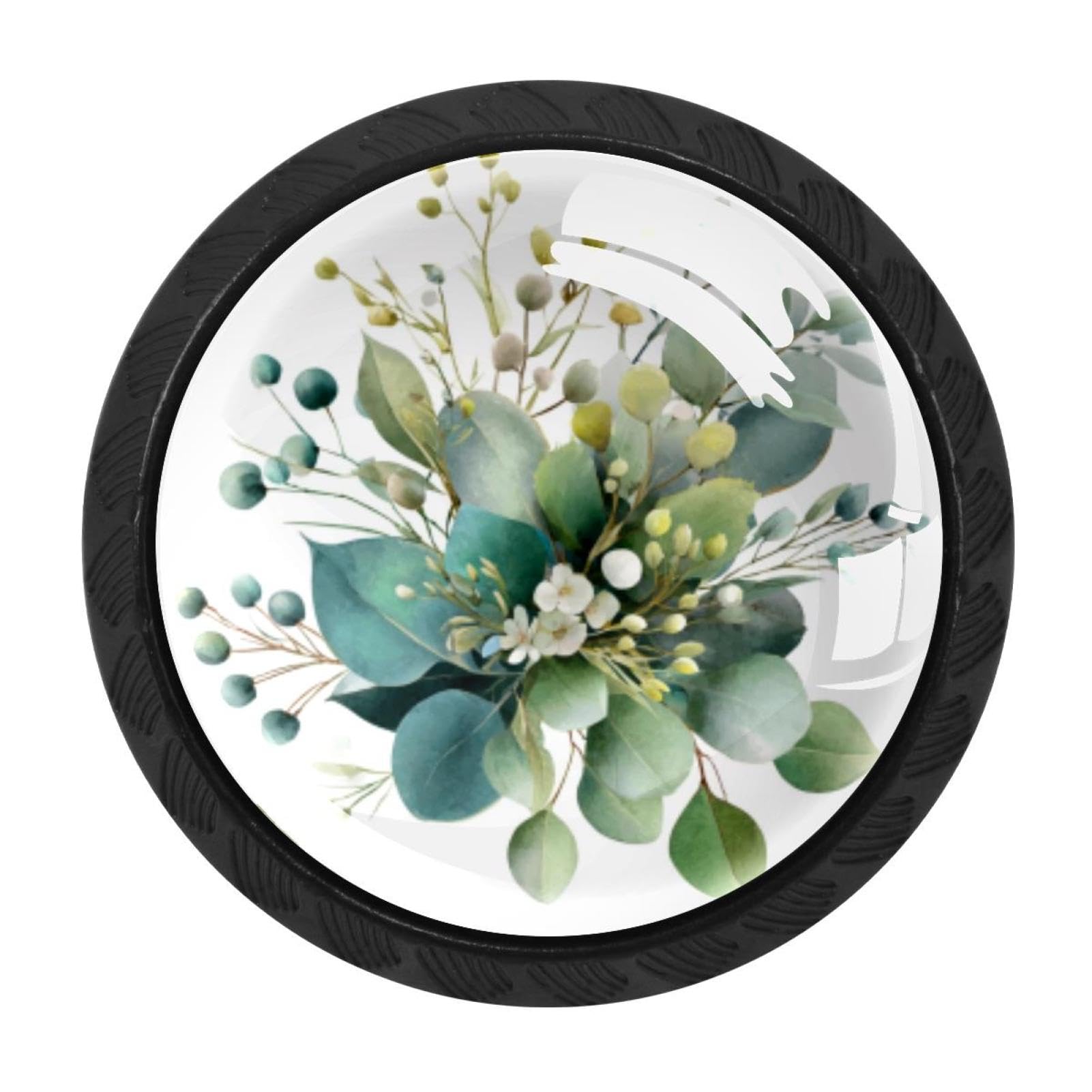 CHENZZZZ 4 Pieces Kitchen Cabinet Knobs Green Leaf Branches (6) Drawer Knobs Dresser Knobs Drawer Pulls Door Knobs Dresser Drawer Handles Knobs for Dresser Drawers