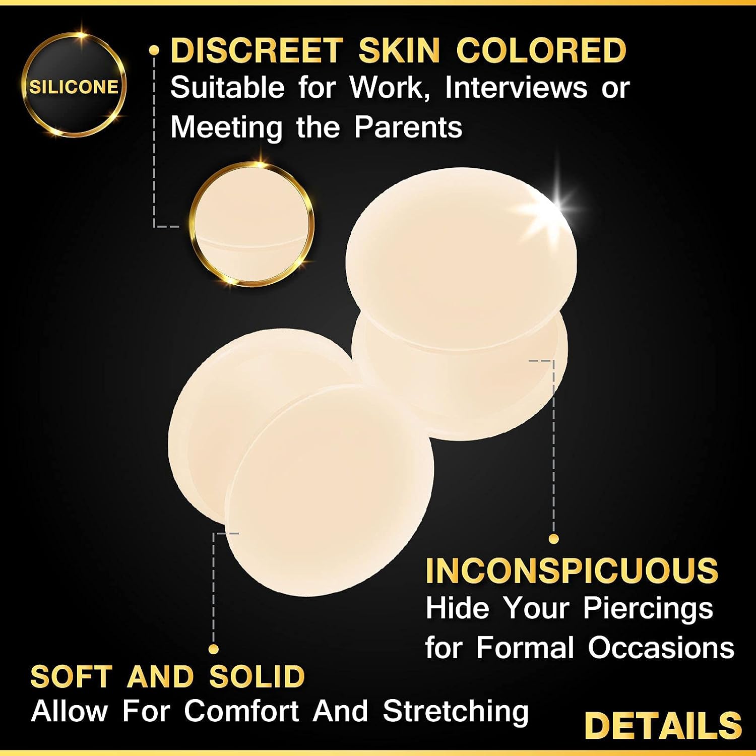 Silicone Dark Skin White Light Skin Double Flared Saddle Cute Stretcher Ear Plug Earring Lobe Piercing Jewelry Choose Sizes