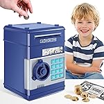 GuDoQi Piggy Bank for Boys Electronic Coin Money Bank Toy for 3 4 5 6 7 8 9 10 Year Old Children, Mini ATM Cash Coin Saving Box for Birthday Gifts Kids Age 3-10, Navy
