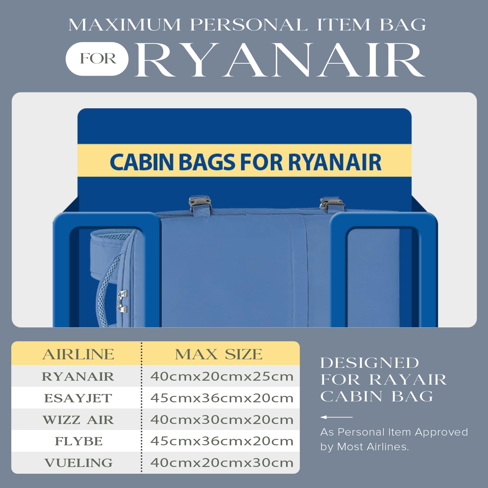 Hayayu Borse da Cabina per Ryanair 40cmx20cmx25cm Bagaglio a Mano Zaino Borsa Zaino da Viaggio Il Sedile Zaino per Ryanair bagaglio a mano Borsa Cabina Viaggio Zaino Travel Casual Daypack