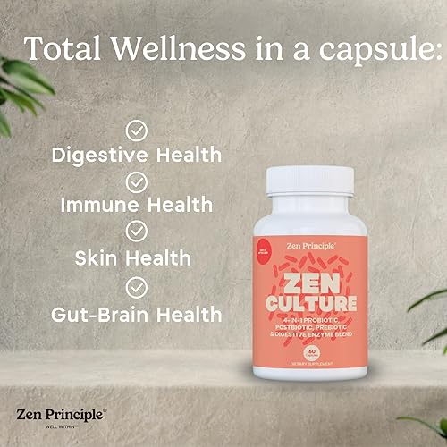 Miniatura 3 de Zen Principle Zenculture Fórmula probiótica, prebiótica y postbiótica 4 en 1 con enzimas digestivas y butirato - Apoya el equilibrio del microbioma