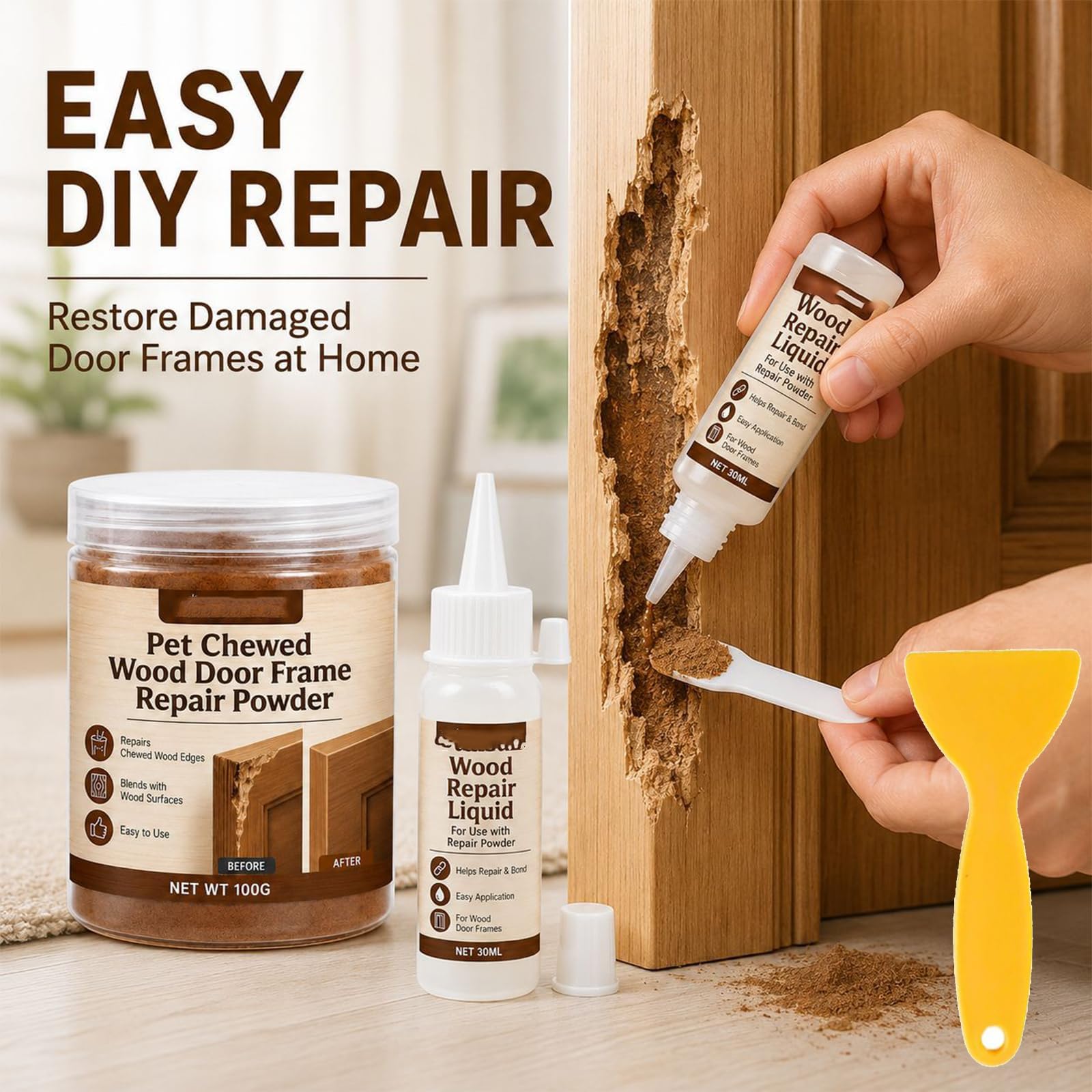 Reparatur-Set Für Holztürrahmen (Bei Bissschäden Durch Haustiere) (3)