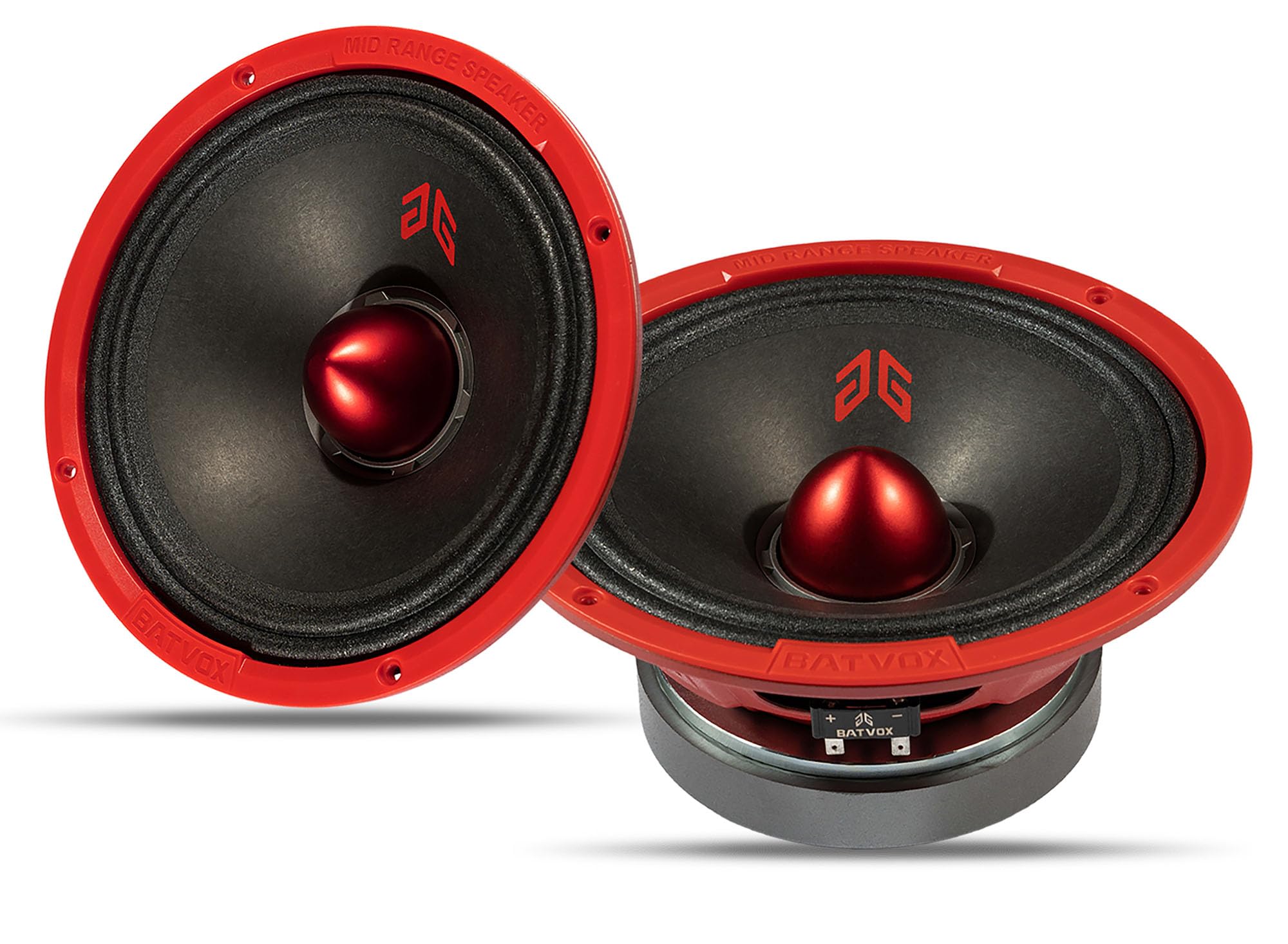MX80E2 - Altavoces de 8 pulgadas (640 W, 4 ohmios, Red Bullet, calidad premium, para coche o camión, sistema de sonido estéreo, 2 altavoces)
