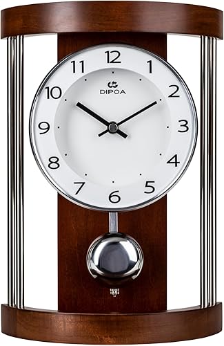 Reloj de repisa clásico para decoración del hogar, péndulo de mesa de boj con marco hueco de mediados de siglo para el hogar, oficina, chimenea