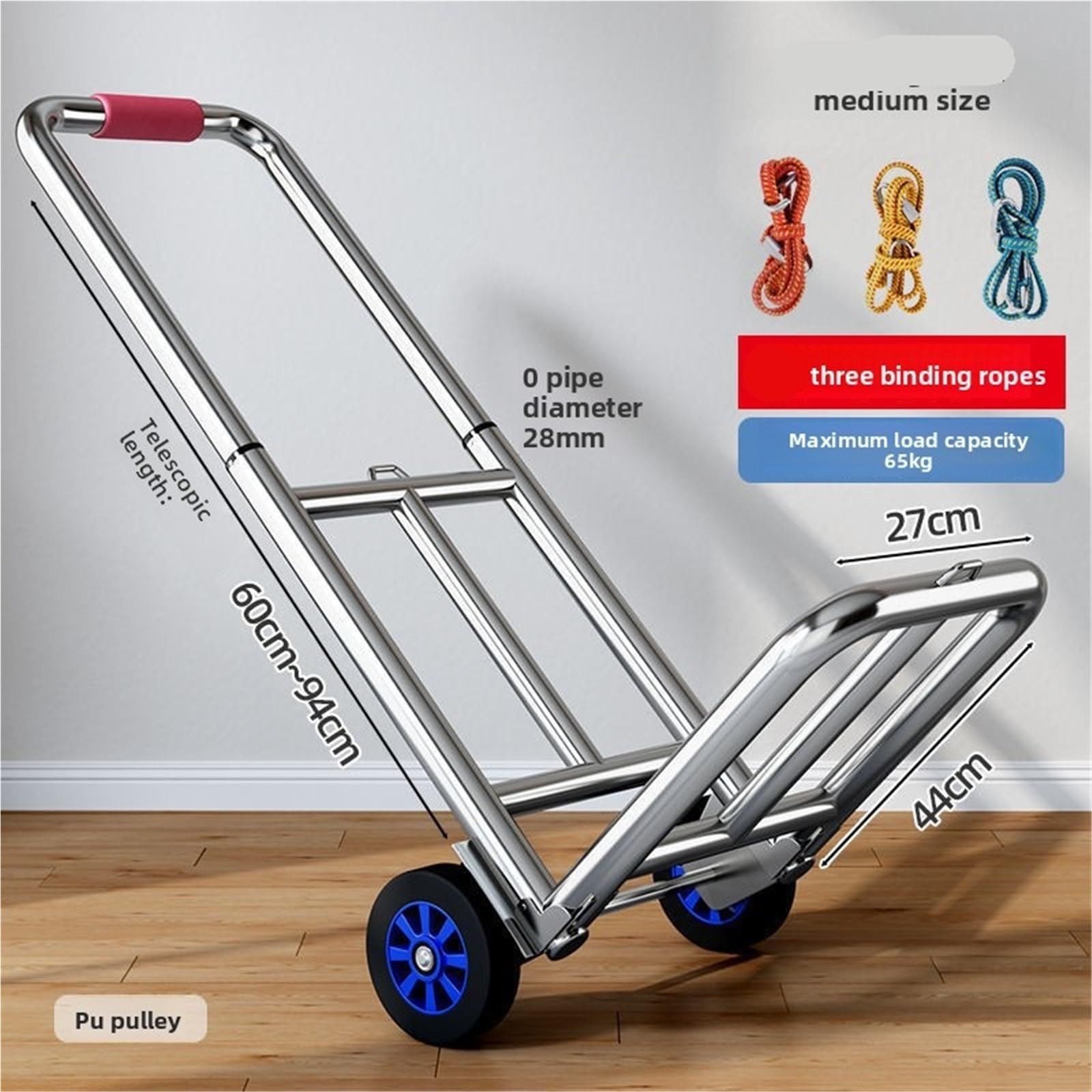 Carrello pieghevole a mano, 75 kg, resistente, con ruote, per generi alimentari, articoli per la casa, leggero e facile da usare