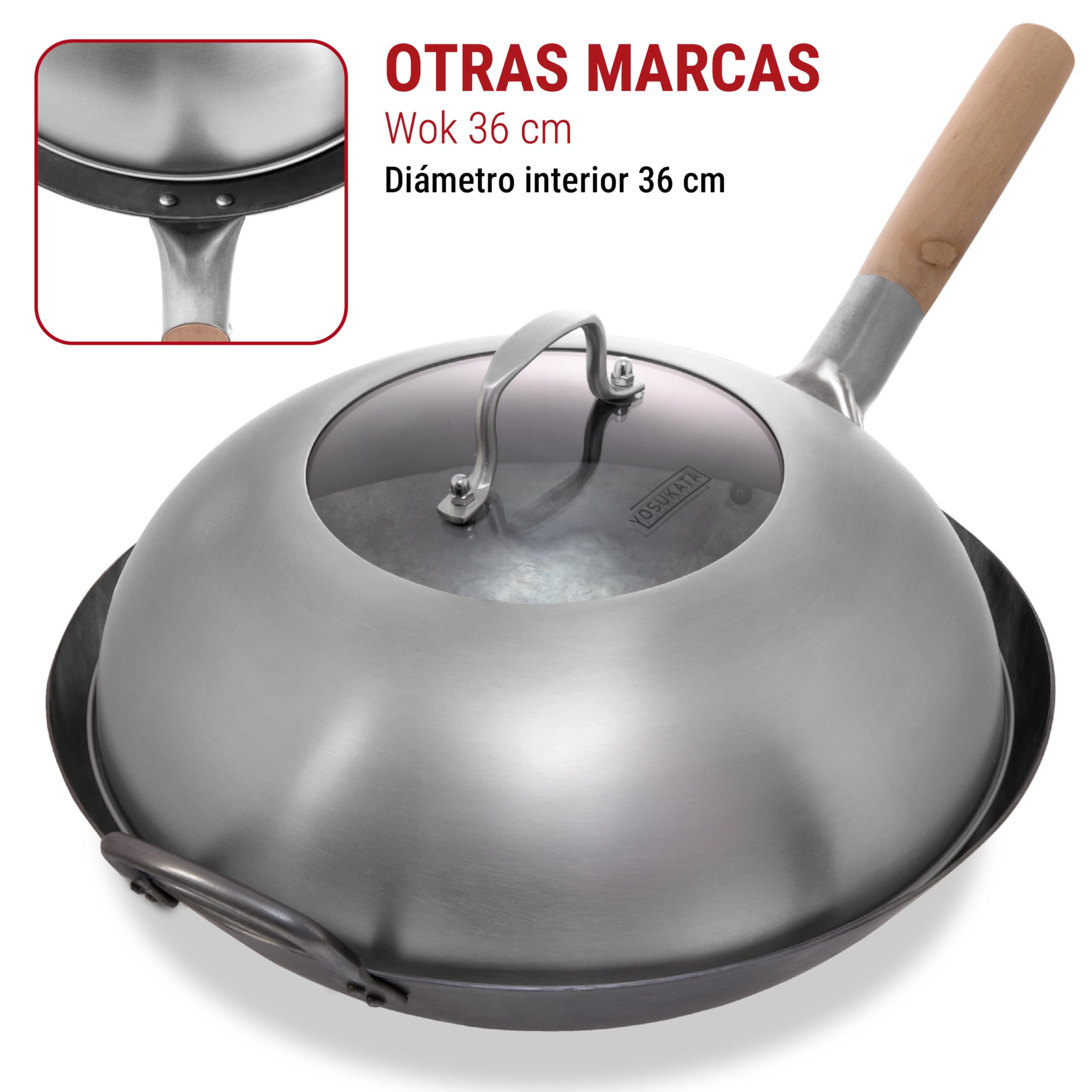 Tapa para Wok de Acero Inoxidable de 32,5 cm para wok 34 cm - Cúpula de Fusión y Tapa para Hamburguesa con queso con inserto de vidrio y rejillas de ventilación para vapor - Vaporera para Hamburguesa