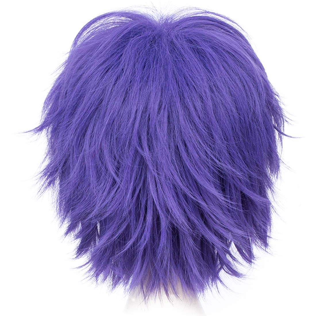 Alacos Short Fashion Spiky Layered Anime Cosplay Wig Halloween Christmas Carnival Dress Up Pretend Play Party Wig Gift+Cap (Blue shade Purple)