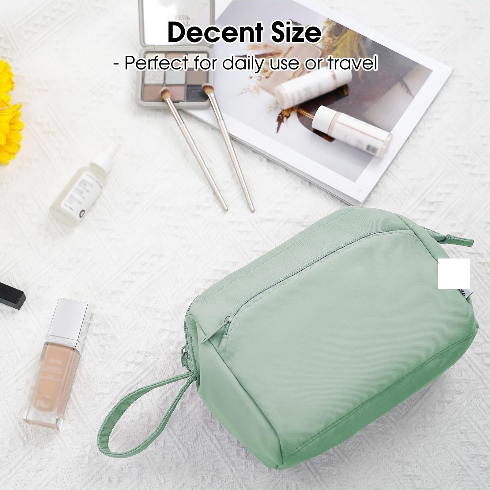 Portátil para Viaje Bolsas Bolsa de cosméticos for mujer, bolsa de cosméticos de apertura amplia, bolsa de almacenamiento de cosméticos de viaje, bolsa de aseo cosmética Organizador Maquillaje(Grün)